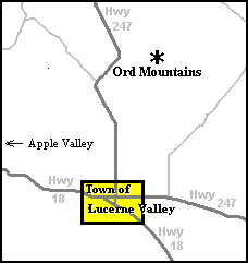 Map showing location of Ord Mountains